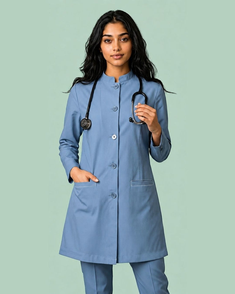 Ladies Round Neck Ban Collar Scrub Top
