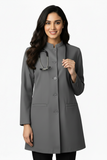 Ladies Round Neck Ban Collar Scrub Top with Buttons