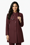 Ladies Round Neck Ban Collar Scrub Top with Buttons