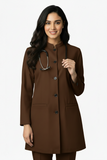 Ladies Round Neck Ban Collar Scrub Top with Buttons