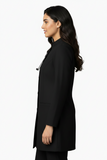 Ladies Round Neck Ban Collar Scrub Top with Buttons