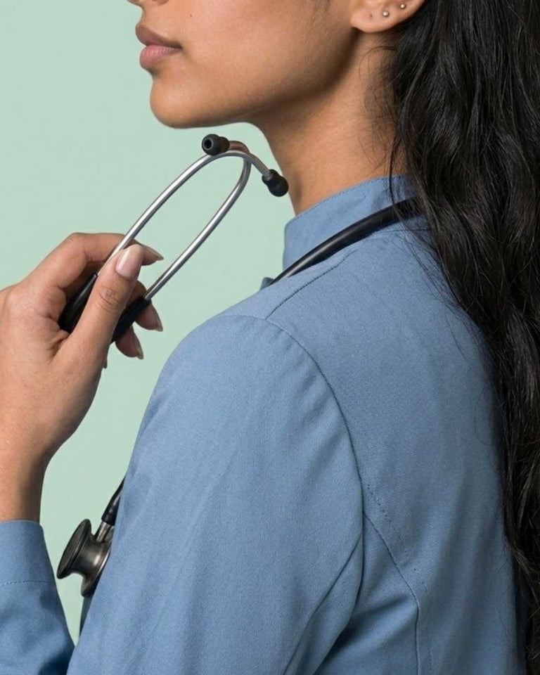 Ladies Round Neck Ban Collar Scrub Top