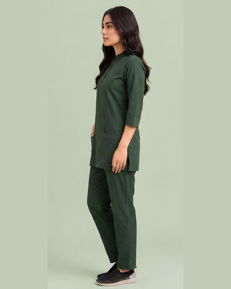 Women's Zip-Neck Scrub Suit Set
