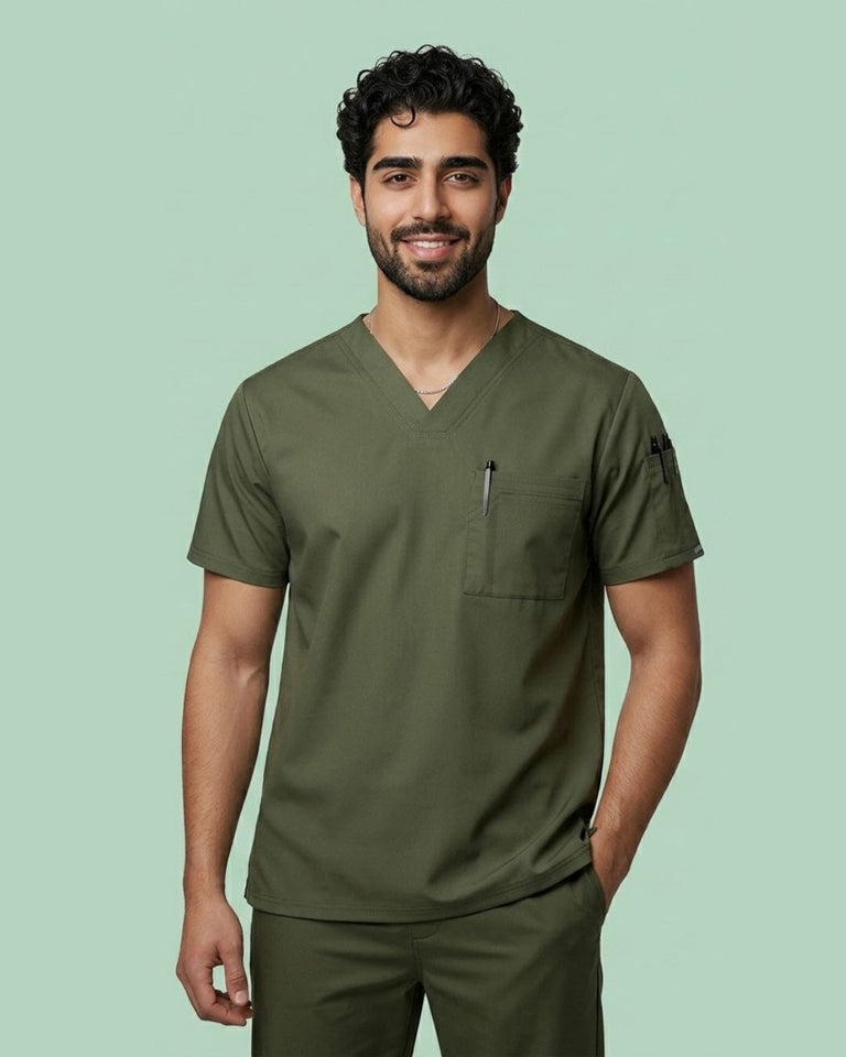 Men's 3-Pocket V-Neck Medical Scrub Top