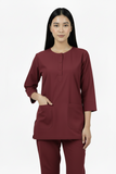 Ladies Round Neck Scrub Steel/Tich Button design 3 quarter Sleeves