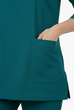Ladies Round Neck Scrub Steel/Tich Button design 3 quarter Sleeves