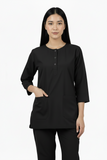 Ladies Round Neck Scrub Steel/Tich Button design 3 quarter Sleeves