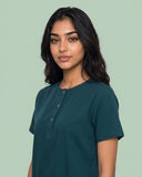 Ladies Round Neck Scrub Tich Button 3/4
