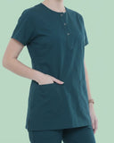 Ladies Round Neck Scrub Tich Button 3/4