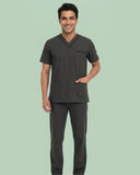 Men's 4-Pocket V-Neck Contrast Scrub Top