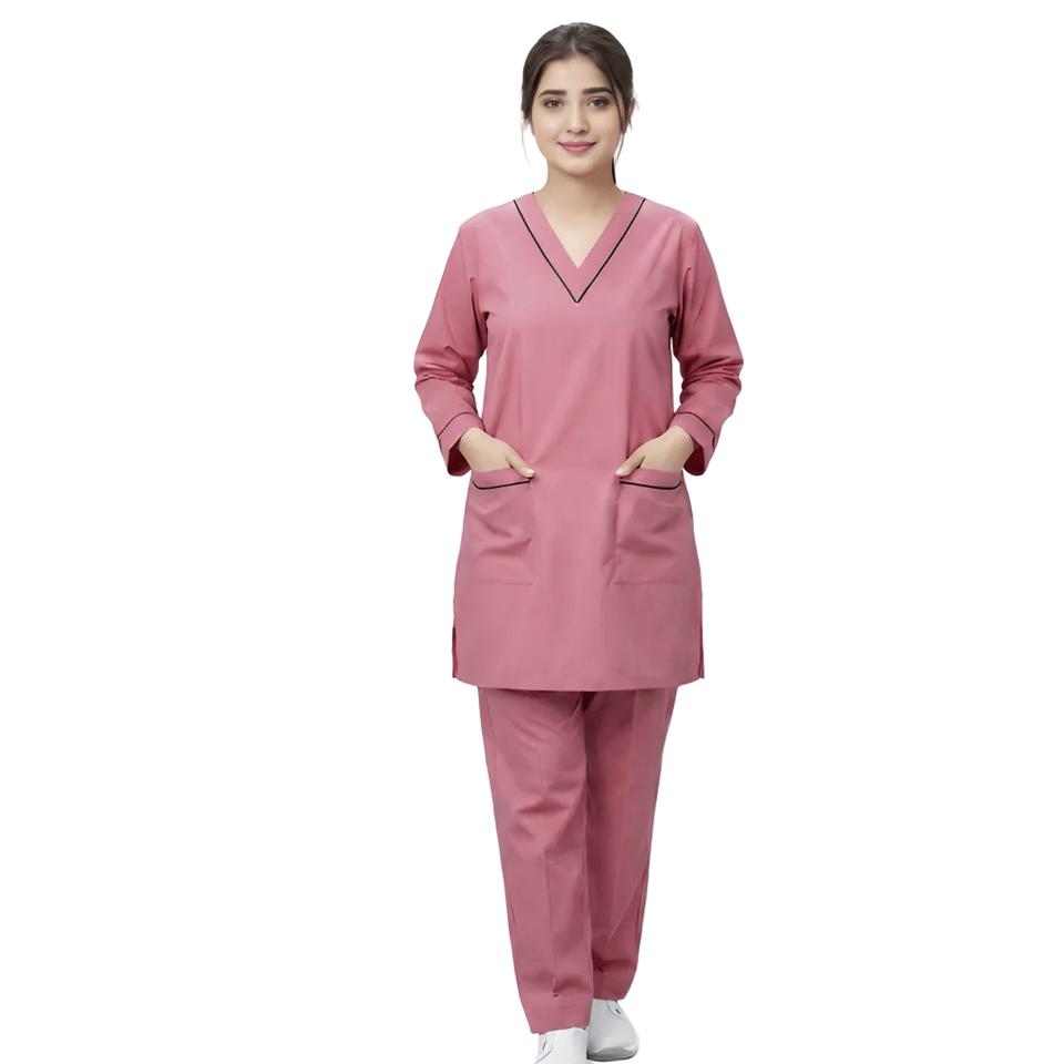 Women Medical Scrubs Set 2 Pockets with Piping design