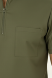 Men's 3-Pockets Zip Ban Medical Scrub Top