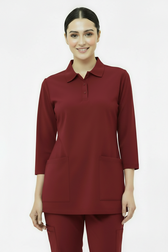 Women's 2-Pocket Collar+Button design wrinklefree stuff