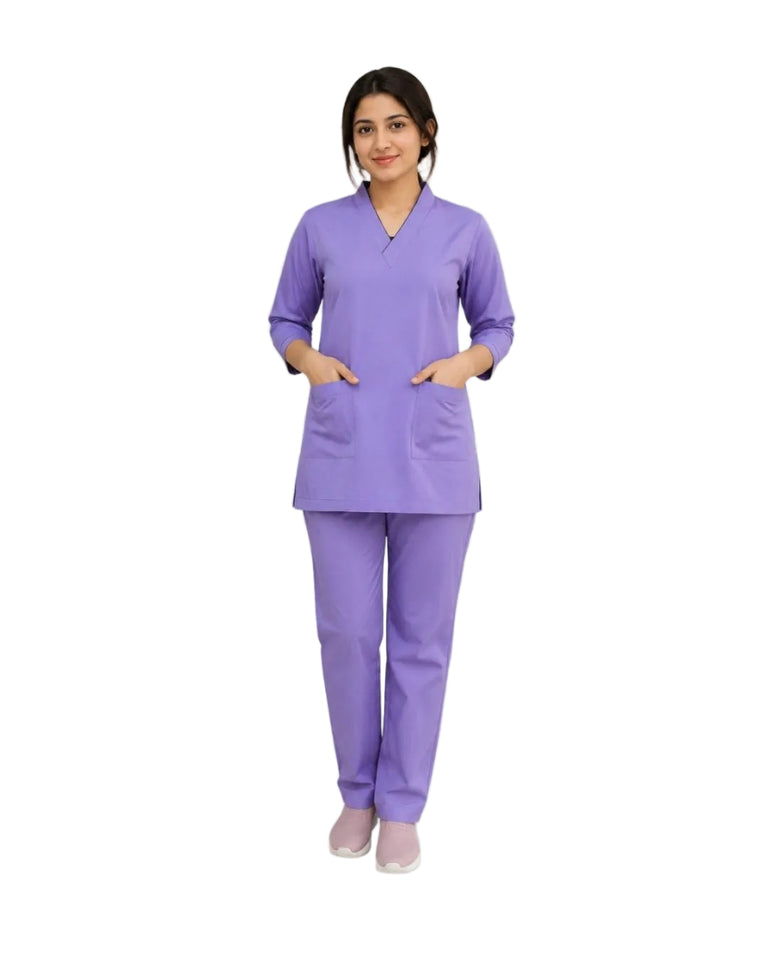 Women Medical Scrubs Set 2 Pockets with Piping design