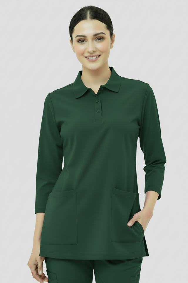 Women's 2-Pocket Collar+Button design wrinklefree stuff