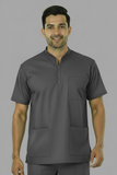 Men's 3-Pockets Zip Ban Medical Scrub Top