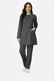 Ladies 2-Pockets Button with Round Neck Scrub