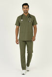 Men's 3-Pockets Zip Ban Medical Scrub Top