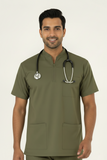 Men's 3-Pockets Zip Ban Medical Scrub Top