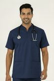 Men's 3-Pockets Zip Ban Medical Scrub Top
