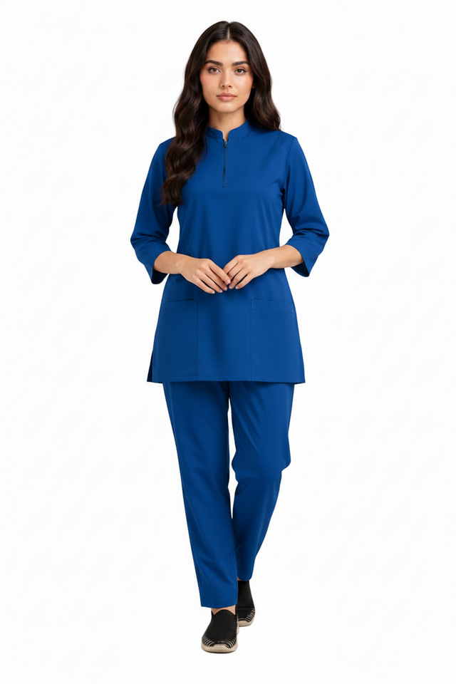Women's Zip-Neck Scrub Suit Set