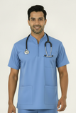 Men's 3-Pockets Zip Ban Medical Scrub Top