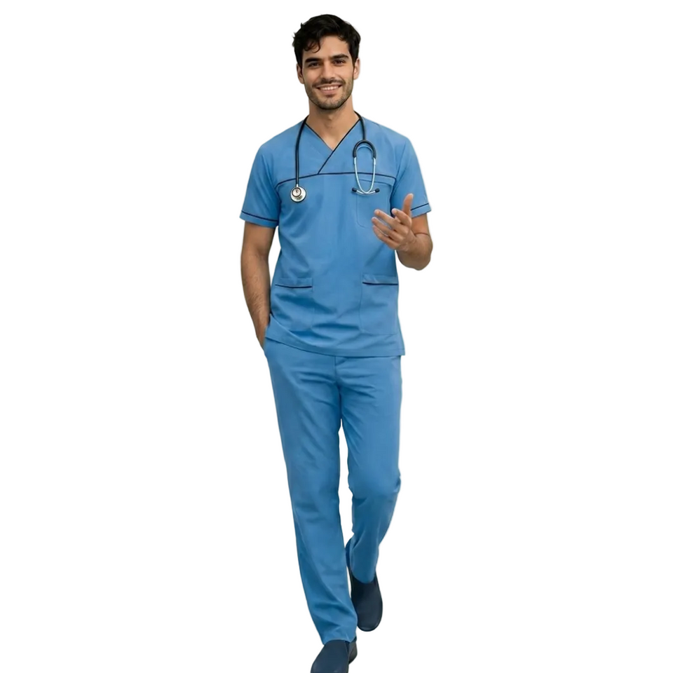 Men USA Design 3-Pocket Polyester Scrub