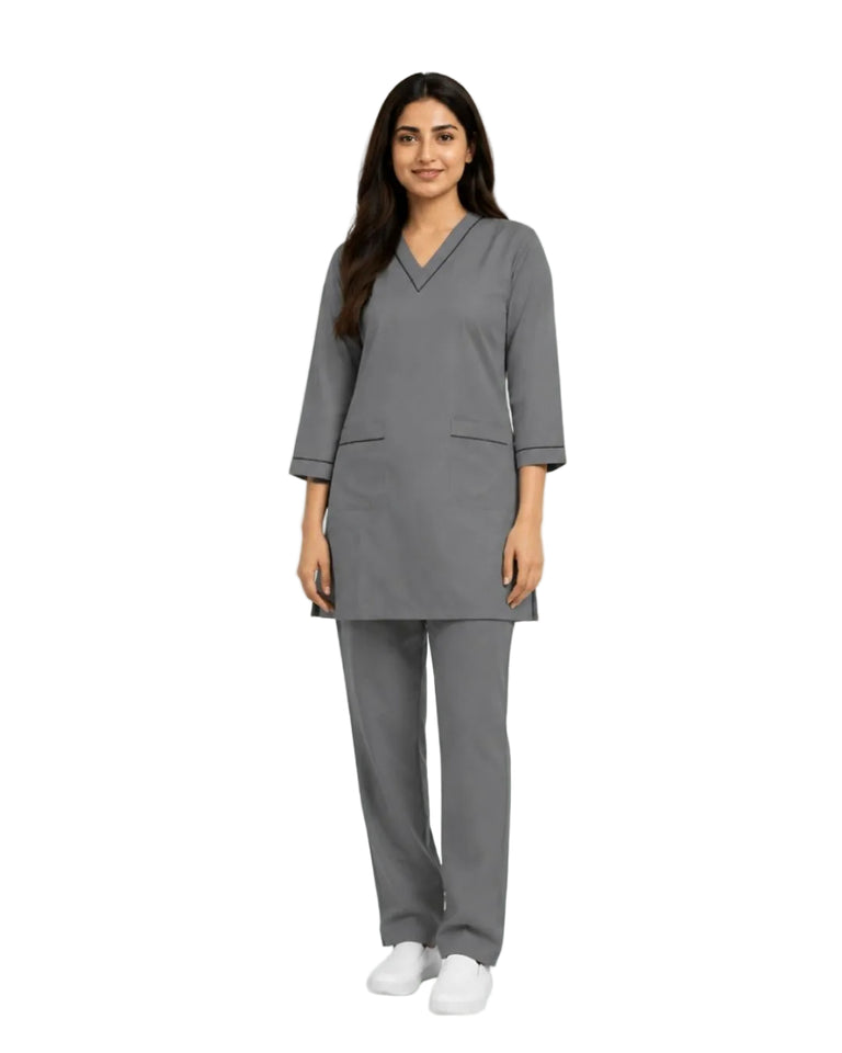 Women Medical Scrubs Set 2 Pockets with Piping design