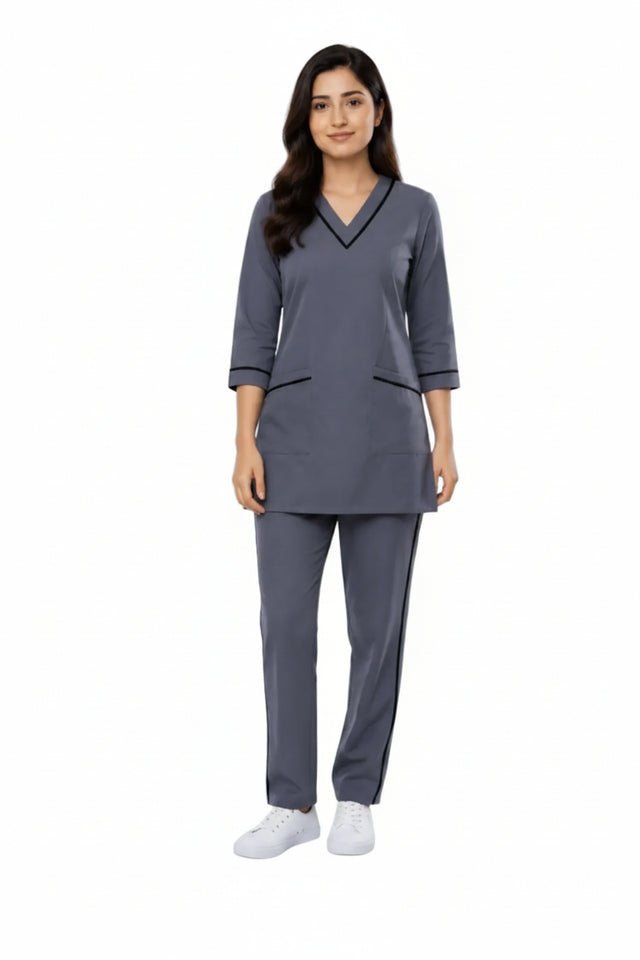 Women Medical Scrubs Set 2 Pockets with Piping design
