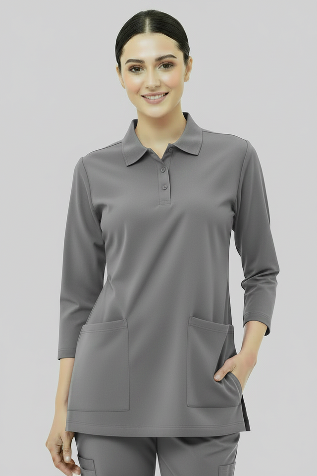 Women's 2-Pocket Collar+Button design wrinklefree stuff