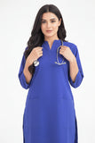 Women's 2-Pockets Round V-Neck Scrub + Ban Collar