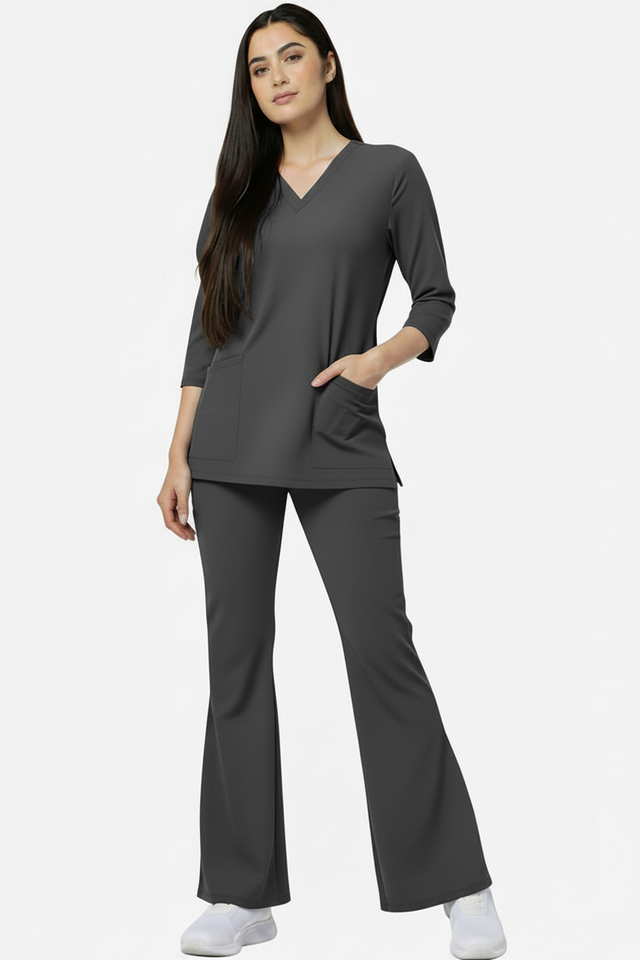 Women's 4 Pockets Scrub with Bell Bottom Trouser
