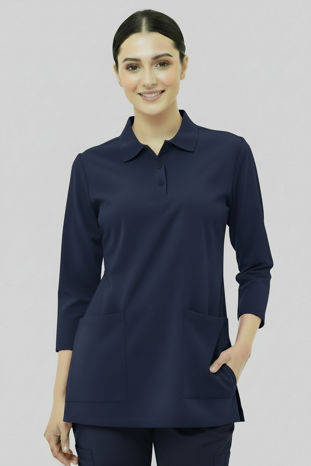 Women's 2-Pocket Collar+Button design wrinklefree stuff