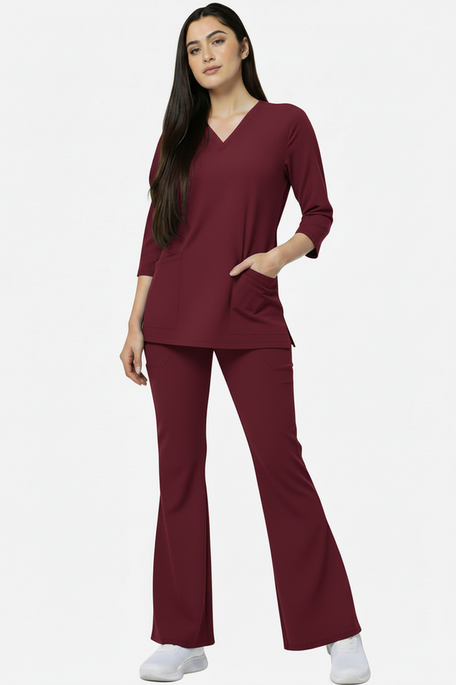 Women's 4 Pockets Scrub with Bell Bottom Trouser