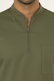 Men's 3-Pockets Zip Ban Medical Scrub Top
