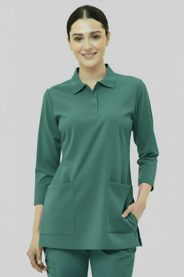Women's 2-Pocket Collar+Button design wrinklefree stuff