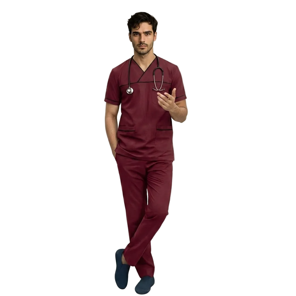 Men USA Design 3-Pocket Polyester Scrub