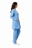 Ladies 2-Pockets Button with Round Neck Scrub