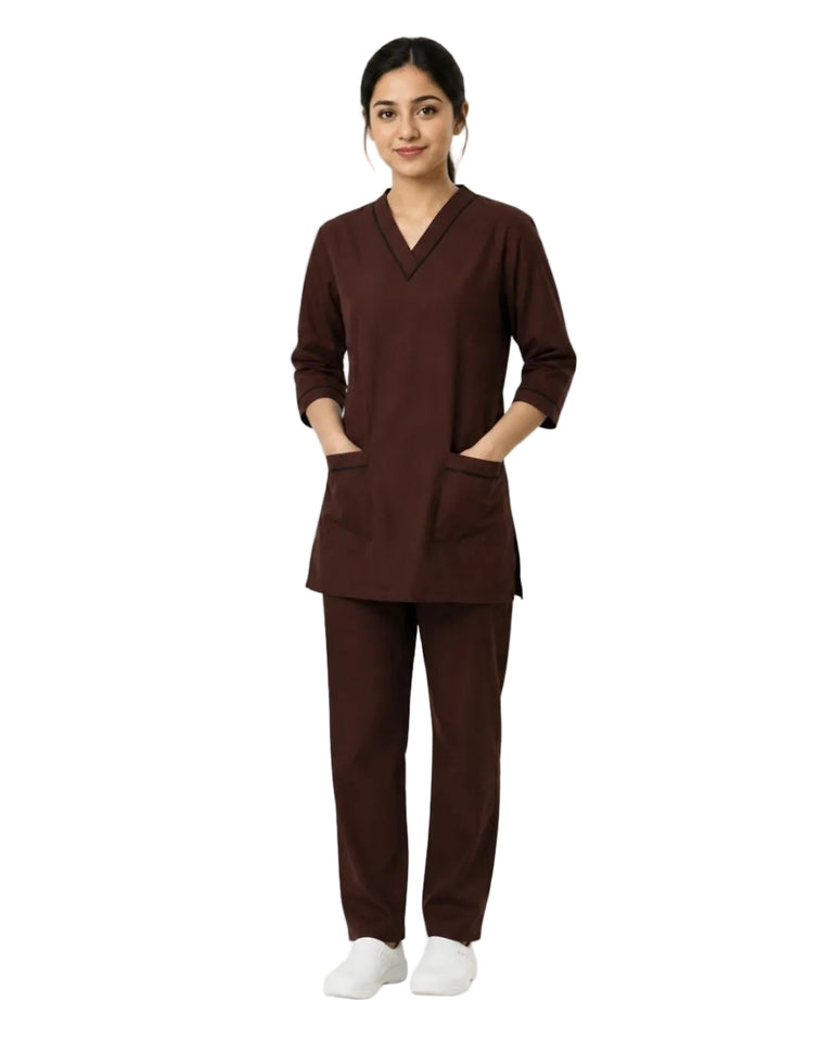 Women Medical Scrubs Set 2 Pockets with Piping design