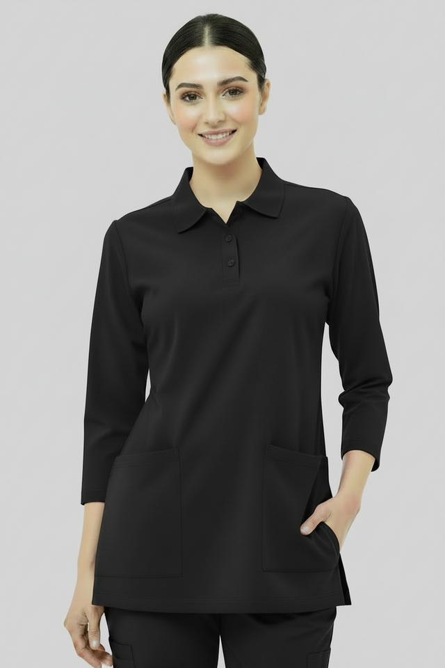 Women's 2-Pocket Collar+Button design wrinklefree stuff