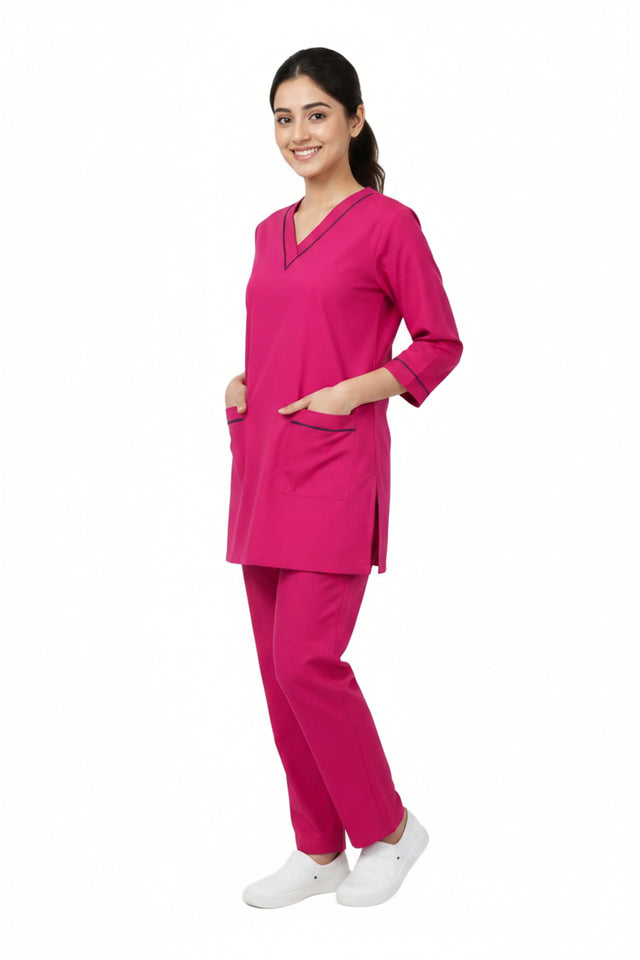 Women Medical Scrubs Set 2 Pockets with Piping design