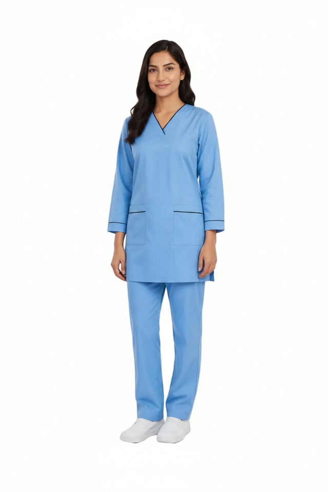 Women Medical Scrubs Set 2 Pockets with Piping design