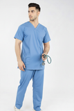 Men's V-Neck 3-Pockets Stretchable Medical Scrub Top