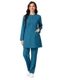 Ladies 2-Pockets Button with Round Neck Scrub
