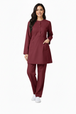 Ladies 2-Pockets Button with Round Neck Scrub