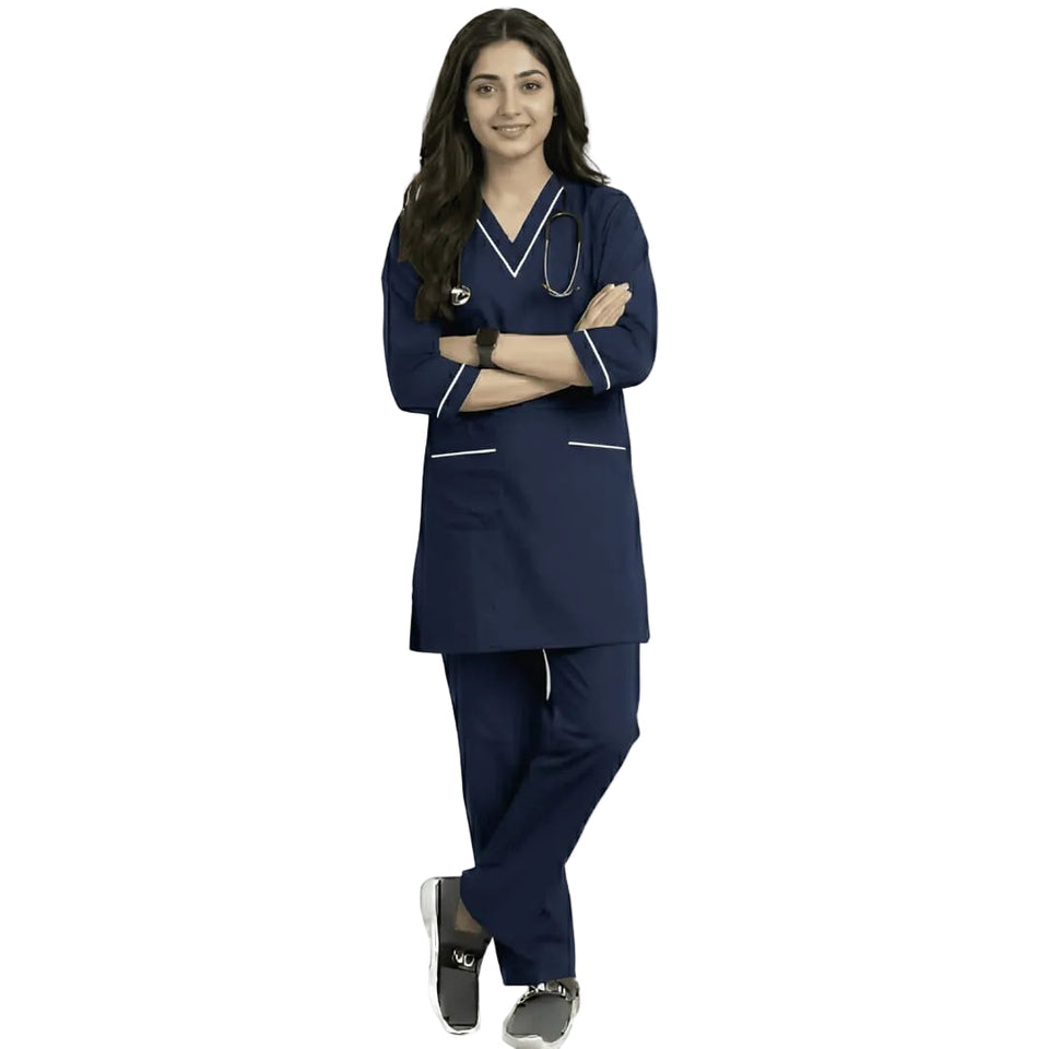 Women Medical Scrubs Set 2 Pockets with Piping design