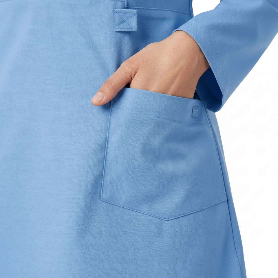 Ladies 2-Pockets Button with Round Neck Scrub
