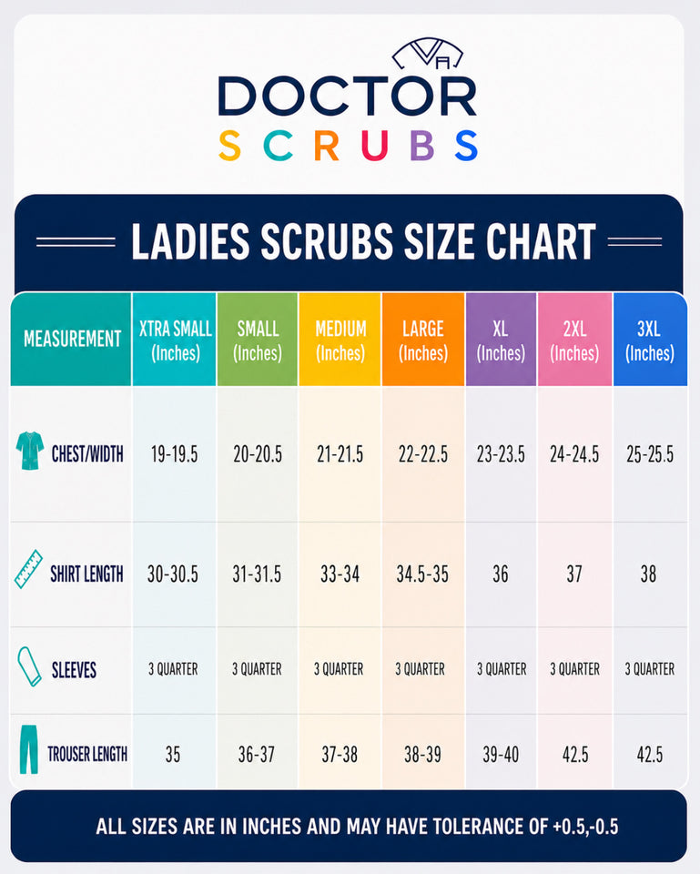 Women's 2-Pockets Round V-Neck Scrub + Ban Collar