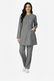 Ladies 2-Pockets Button with Round Neck Scrub