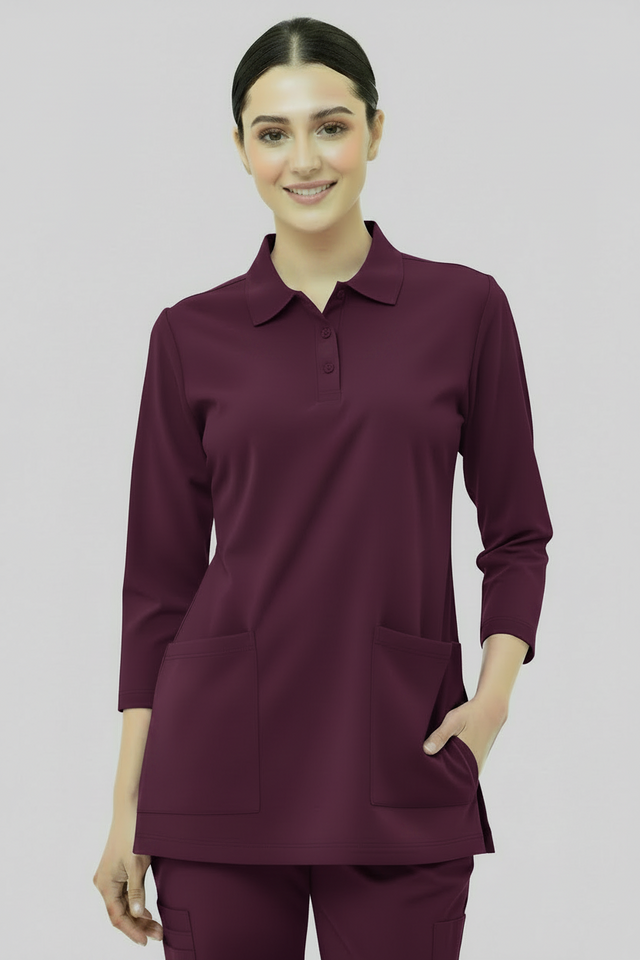 Women's 2-Pocket Collar+Button design wrinklefree stuff